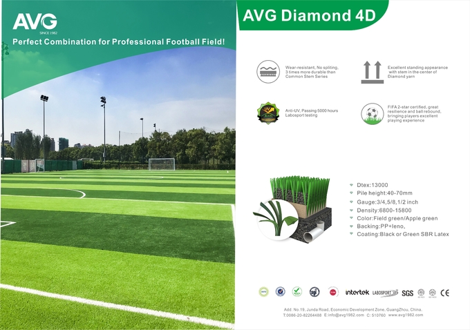 Ποδόσφαιρο 60MM ταπήτων χλόης τεχνητή ποιότητα της FIFA ποδοσφαίρου χλόης 0